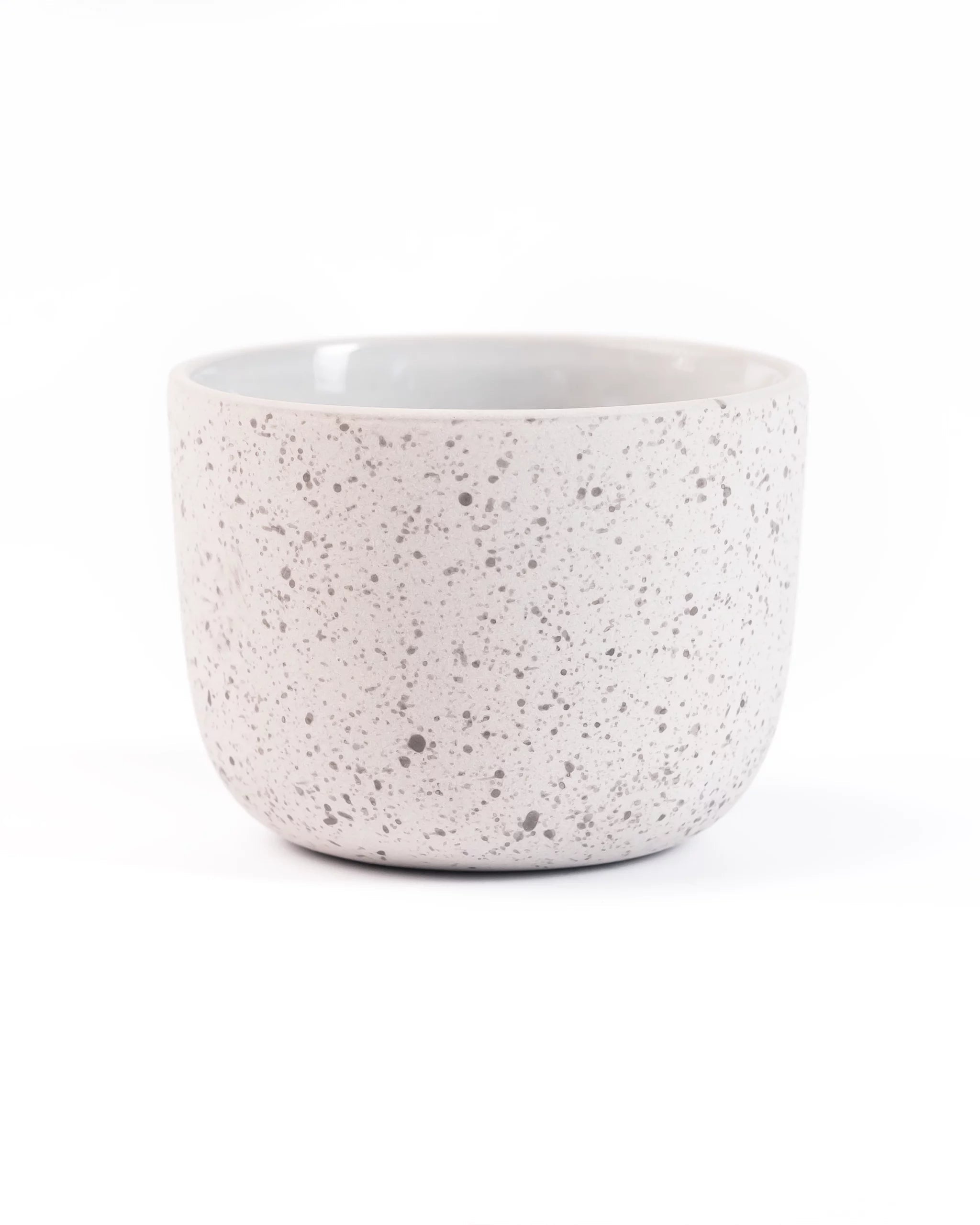 Mat porseleinen latte kopje 250ml speckled van Barista-Essentials, wit en grijs